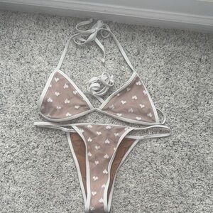 Brown and White Heart Bikini Set